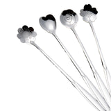 Maxbell 4Pcs Flower Spoon Set Tableware Drink Stirring Spoon Elegant Dessert Spoons Silver