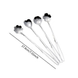 Maxbell 4Pcs Flower Spoon Set Tableware Drink Stirring Spoon Elegant Dessert Spoons Silver