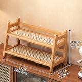 Maxbell Water Cup Display Rack Spice Rack 2 Tier Storage Shelf for Home Office Decor Wood