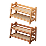 Maxbell Water Cup Display Rack Spice Rack 2 Tier Storage Shelf for Home Office Decor Wood
