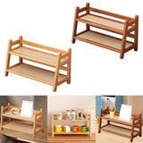 Maxbell Water Cup Display Rack Spice Rack 2 Tier Storage Shelf for Home Office Decor Wood