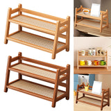 Maxbell Water Cup Display Rack Spice Rack 2 Tier Storage Shelf for Home Office Decor Wood