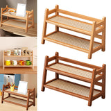 Maxbell Water Cup Display Rack Spice Rack 2 Tier Storage Shelf for Home Office Decor Wood