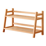 Maxbell Water Cup Display Rack Spice Rack 2 Tier Storage Shelf for Home Office Decor Wood