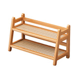 Maxbell Water Cup Display Rack Spice Rack 2 Tier Storage Shelf for Home Office Decor Wood