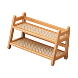 Maxbell Water Cup Display Rack Spice Rack 2 Tier Storage Shelf for Home Office Decor Wood