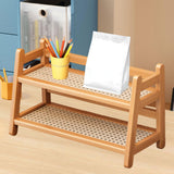 Maxbell Water Cup Display Rack Spice Rack 2 Tier Storage Shelf for Home Office Decor Wood
