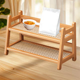 Maxbell Water Cup Display Rack Spice Rack 2 Tier Storage Shelf for Home Office Decor Wood