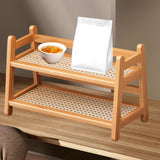 Maxbell Water Cup Display Rack Spice Rack 2 Tier Storage Shelf for Home Office Decor Wood