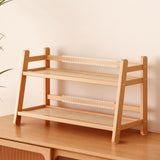 Maxbell Water Cup Display Rack Spice Rack 2 Tier Storage Shelf for Home Office Decor Wood