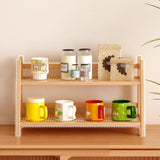 Maxbell Water Cup Display Rack Spice Rack 2 Tier Storage Shelf for Home Office Decor Wood