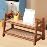 Maxbell Water Cup Display Rack Spice Rack 2 Tier Storage Shelf for Home Office Decor Brown