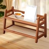 Maxbell Water Cup Display Rack Spice Rack 2 Tier Storage Shelf for Home Office Decor Brown