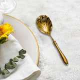 Maxbell Serving Spoon Shell Shape Multifunctional for Home Restaurant Family Dinners gold large
