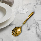 Maxbell Serving Spoon Shell Shape Multifunctional for Home Restaurant Family Dinners gold large