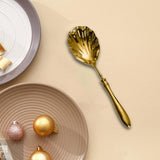 Maxbell Serving Spoon Shell Shape Multifunctional for Home Restaurant Family Dinners gold large
