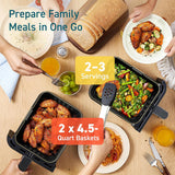 Maxbell Silicone Air Fryer Liner Non Stick for Oven 9 inch Rectangular Basket Insert Gray