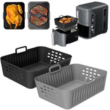 Maxbell Silicone Air Fryer Liner Non Stick for Oven 9 inch Rectangular Basket Insert Gray