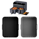 Maxbell Silicone Air Fryer Liner Non Stick for Oven 9 inch Rectangular Basket Insert Gray