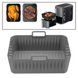 Maxbell Silicone Air Fryer Liner Non Stick for Oven 9 inch Rectangular Basket Insert Gray