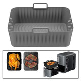 Maxbell Silicone Air Fryer Liner Non Stick for Oven 9 inch Rectangular Basket Insert Gray