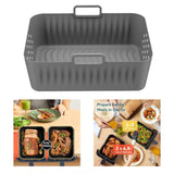 Maxbell Silicone Air Fryer Liner Non Stick for Oven 9 inch Rectangular Basket Insert Gray