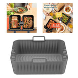 Maxbell Silicone Air Fryer Liner Non Stick for Oven 9 inch Rectangular Basket Insert Gray