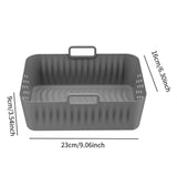 Maxbell Silicone Air Fryer Liner Non Stick for Oven 9 inch Rectangular Basket Insert Gray