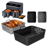 Maxbell Silicone Air Fryer Liner Non Stick for Oven 9 inch Rectangular Basket Insert Gray