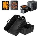 Maxbell Silicone Air Fryer Liner Non Stick for Oven 9 inch Rectangular Basket Insert Gray