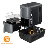 Maxbell Silicone Air Fryer Liner Non Stick for Oven 9 inch Rectangular Basket Insert Gray