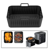 Maxbell Silicone Air Fryer Liner Non Stick for Oven 9 inch Rectangular Basket Insert Black