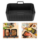 Maxbell Silicone Air Fryer Liner Non Stick for Oven 9 inch Rectangular Basket Insert Black