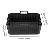 Maxbell Silicone Air Fryer Liner Non Stick for Oven 9 inch Rectangular Basket Insert Black