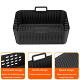 Maxbell Silicone Air Fryer Liner Non Stick for Oven 9 inch Rectangular Basket Insert Black