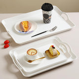 Maxbell Serving Tray Cup Holder with Hollow Handles for Events Living Room White S