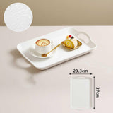 Maxbell Serving Tray Cup Holder with Hollow Handles for Events Living Room White L