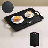 Maxbell Serving Tray Cup Holder with Hollow Handles for Events Living Room Black S