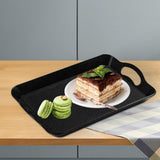 Maxbell Serving Tray Cup Holder with Hollow Handles for Events Living Room Black M