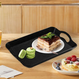 Maxbell Serving Tray Cup Holder with Hollow Handles for Events Living Room Black M