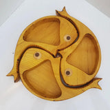 Maxbell 3Pcs Wood Serving Platter Modern Dried Fruit Plate for Party Wedding Cupcake yellow