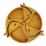 Maxbell 3Pcs Wood Serving Platter Modern Dried Fruit Plate for Party Wedding Cupcake yellow