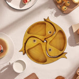 Maxbell 3Pcs Wood Serving Platter Modern Dried Fruit Plate for Party Wedding Cupcake yellow