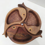 Maxbell 3Pcs Wood Serving Platter Modern Dried Fruit Plate for Party Wedding Cupcake brown