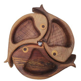 Maxbell 3Pcs Wood Serving Platter Modern Dried Fruit Plate for Party Wedding Cupcake brown
