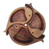 Maxbell 3Pcs Wood Serving Platter Modern Dried Fruit Plate for Party Wedding Cupcake brown