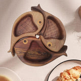 Maxbell 3Pcs Wood Serving Platter Modern Dried Fruit Plate for Party Wedding Cupcake brown