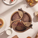 Maxbell 3Pcs Wood Serving Platter Modern Dried Fruit Plate for Party Wedding Cupcake brown