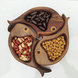Maxbell 3Pcs Wood Serving Platter Modern Dried Fruit Plate for Party Wedding Cupcake brown