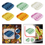Maxbell Taco Holder Plate Reusable Holds up to 4 Tacos Non Slip with Handles Platter Blue